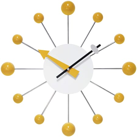 Infinity Instruments Orb Spoke -15in Round Wall Clock, Open Face Design, Metal Spokes with Saffron Orbs 15353SY